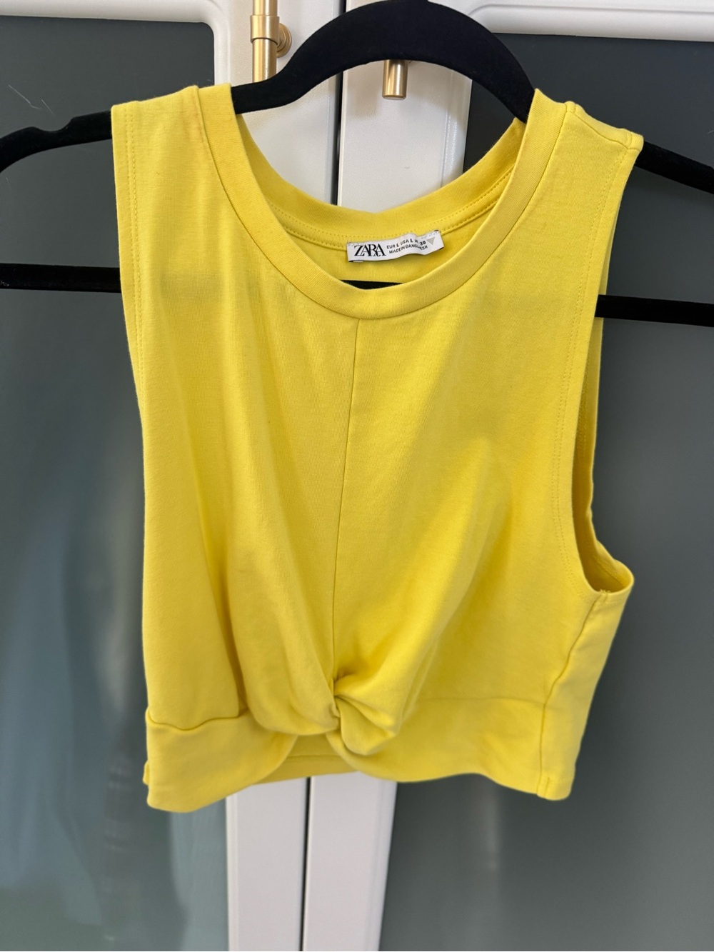 Zara Bright Yellow Twist-Front Cropped Tank
